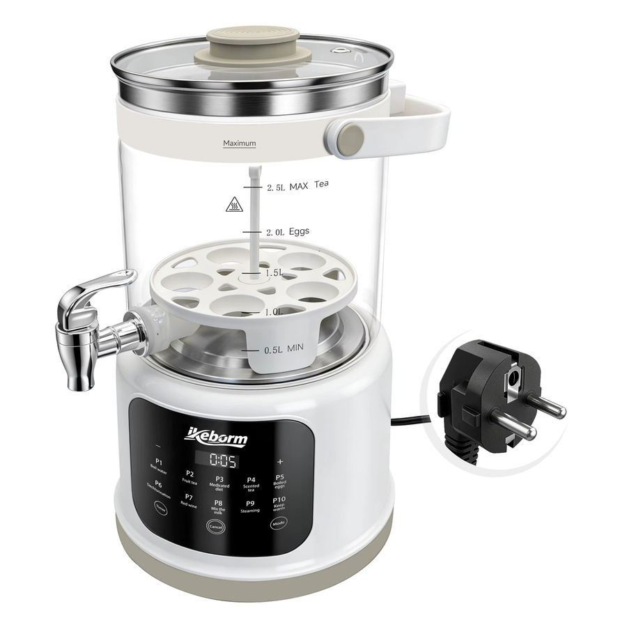 Keborn Smarter Elektrischer Glas-Wasserkocher mit Zapfhahn und Warmhaltefunktion, 3 l, Transparent - Bild 3