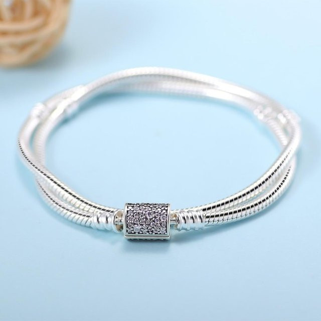 Armband 925 Sterlingsilber, Doppelschlaufe, Schlangenknochen, Damen, 17cm - Bild 1