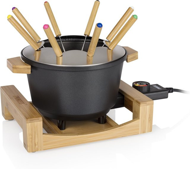 Princess 173025 Fondue Pure Elektrogerät in Schwarz mit Bambusgehäuse für 8 Personen, 800W, 1,5 l - Bild 1