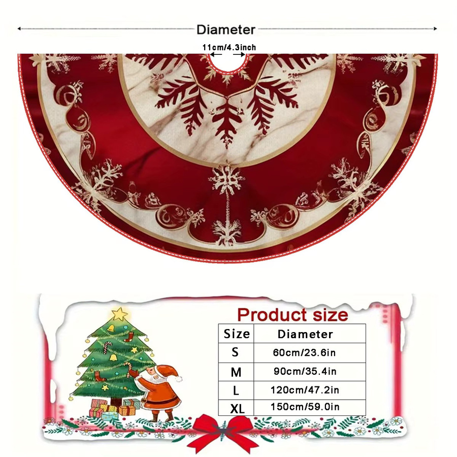 VIKAMA Weihnachtsbaumrock im nordischen Design, rot, floral mit Textilmaterial - Bild 3