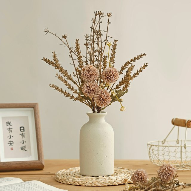 TTCY Künstliche Blumen-Kombination in Pink mit Keramikvase für Hochzeitskranz und Tischdekoration - Bild 1