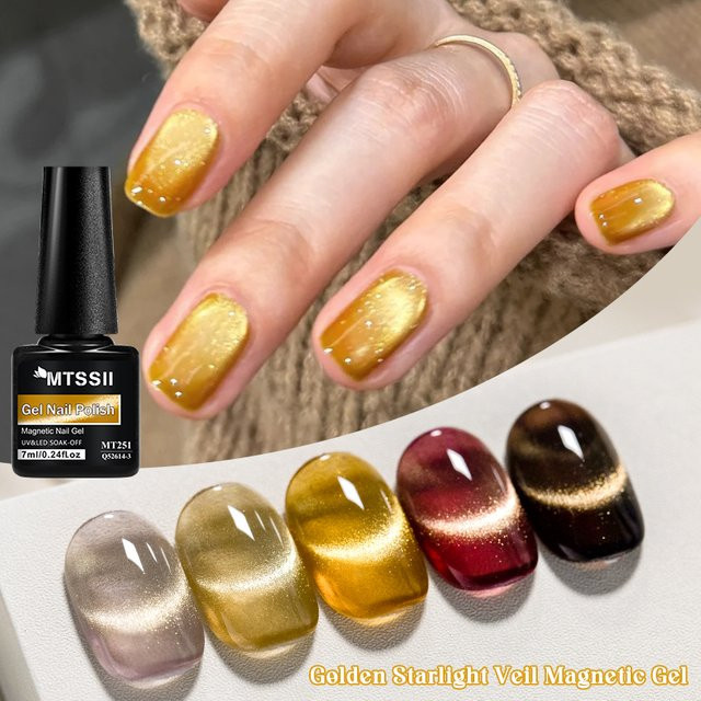 Mtssii Golden Starlight Veil Magnetischer Gel-Nagellack, 7 ml, schimmernd - Bild 1