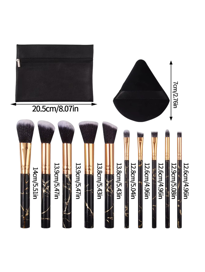 KOSSHOW Make-up-Pinsel-Set mit Kosmetiktasche, 13-teilig, Schwarz, Unisex - Bild 3