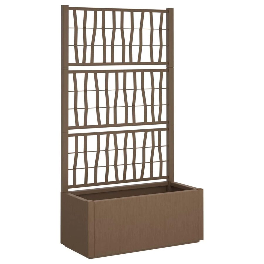 vidaXL Gartenpflanzer mit Gitter in Braun aus Polypropylen, B/T/H: 80 x 36 x 140 cm - Bild 2
