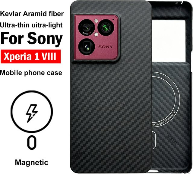 Sony Xperia 1 VIII Hülle aus Kohlefaser mit Magnetfutteral und Aramidfaser in Schwarz - Bild 1