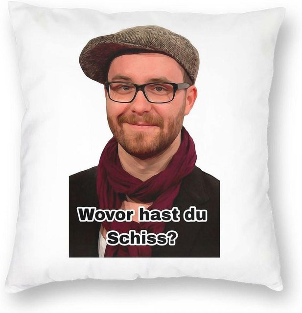 Mark Forster Chore Wovor hast du Angst Kissenbezug aus Polyester und Leinen in Braun mit weißem Druck, B/T/H: 30 x 30 x 0 cm - Bild 1