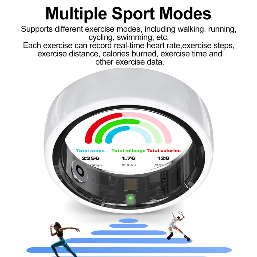 MISIRUN R12 Smart Ring für Männer und Frauen in Schwarz mit Schlaf-Tracking, Gestensteuerung, Multi-Sport-Modus und 5ATM Wasserdichtigkeit inklusive Ladecase - Bild 2