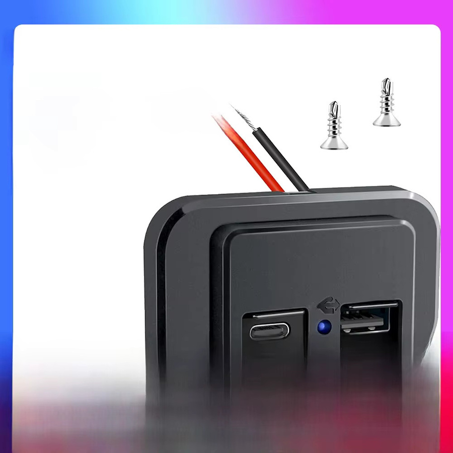 kebidumei Dual USB Auto Ladegerät mit QC 3.0 und PD Schnellladefunktion, Wasserdichtes Power Adapter Panel für 12V/24V, Schwarz - Bild 4