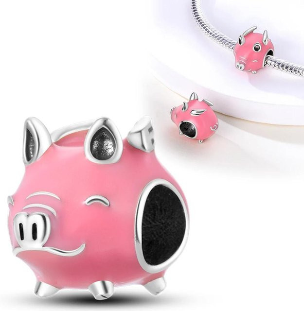 Anhängerkomponente Rosa Schwein, Kupfer, pink, Damen - Bild 1
