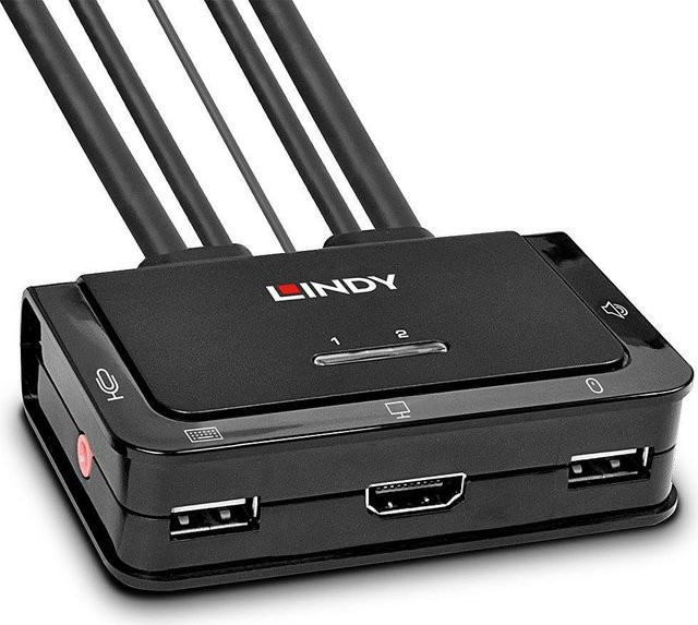 Lindy 2 Port HDMI KVM Switch mit 4K UHD, USB 2.0 und Audio in Schwarz - Bild 2