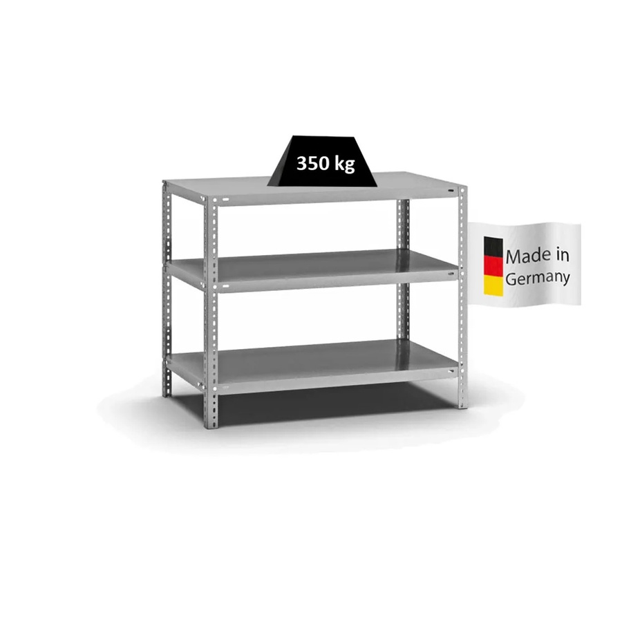 PROREGAL Heavy-Duty Fachbodenregal Schraubsystem, verzinkt, Farbe: Silber, H x B x T: 80 x 100 x 50 cm, 3 Ebenen, beidseitig nutzbar - Bild 2