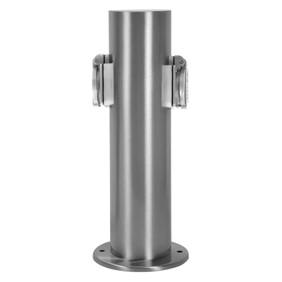 Jardinion Steckdosensäule mit 2 Steckdosen in Edelstahl Silber, B/T/H: 7,6 x 11,8 x 30 cm - Bild 2