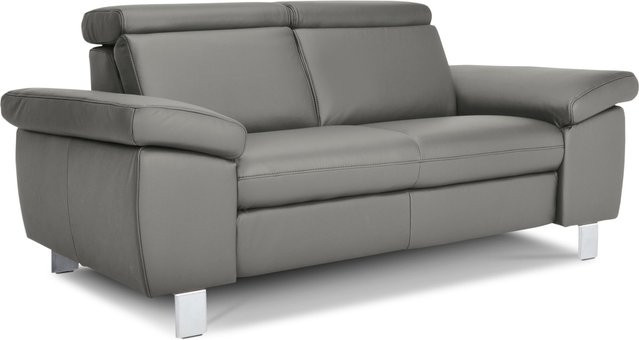 vito 2-Sitzer Sofa TONGA aus Leder in Grau mit Armlehnen - Bild 1