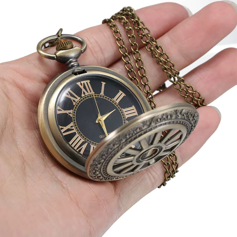 Taschenuhr Quarz, Messing, Bronze, Unisex - Bild 2
