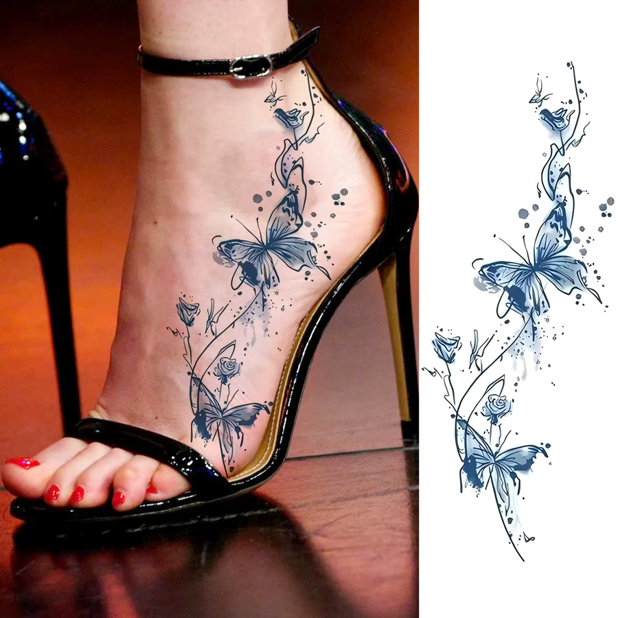GoldOcean Temporäre Tattoos Schmetterlingsblumen und Halbmond, Damen - Bild 5