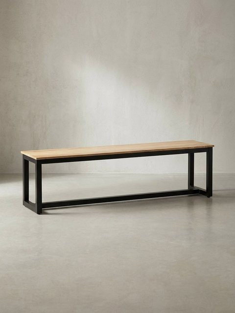 KADIMA DESIGN Esszimmerbank aus Akazie Massivholz und Metall im Loft-Stil ohne Lehne, braun/schwarz, B/T/H: 160 x 40 x 45 cm - Bild 1