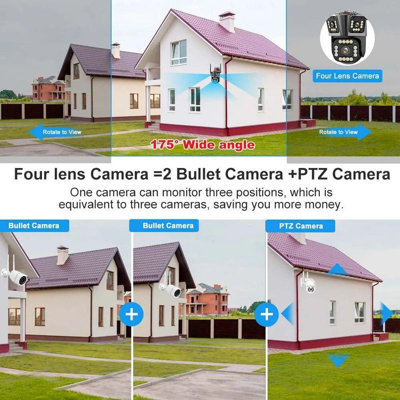 LS VISION 5K 12MP Outdoor Sicherheit Kamera mit WiFi, 10X Zoom, Drei-Objektiv-PTZ und Auto Tracking für die Überwachung - Bild 4