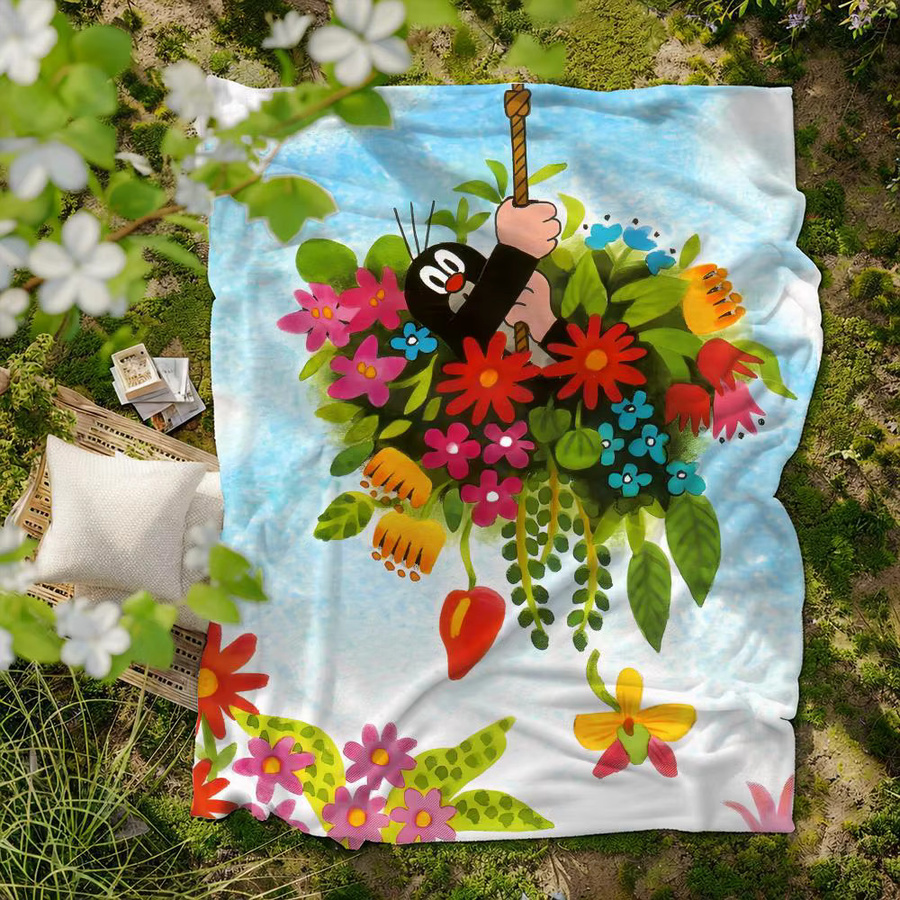 Weiche Flanell Überwurfdecke mit Cartoon-Tierdesign in Weiß und Multicolour für Bett, Sofa oder Picknick - Bild 2