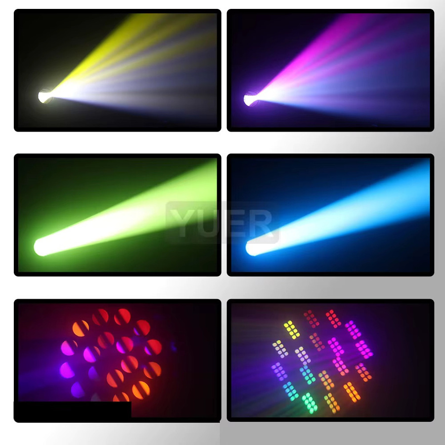 Yuer 16er Set LED Moving Head Beam Spot 200W mit rotierenden Prismen und Regenbogeneffekt in Schwarz für DJ, Disco und Bühne - Bild 3