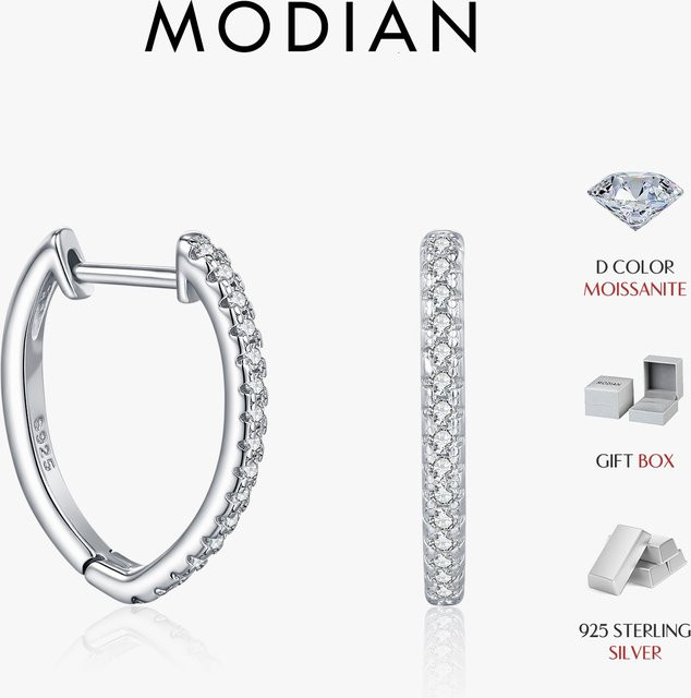 MODIAN D Creolen, 925 Silber, Moissanit, Damen - Bild 1