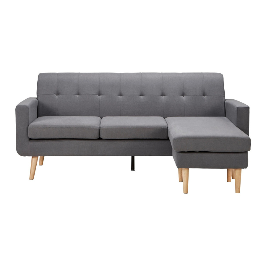Bessagi Home Wohnlandschaft Tamara in Grau aus Webstoff mit L-Form und Holzrahmen, B/T/H: 196 x 143 x 83 cm - Bild 2