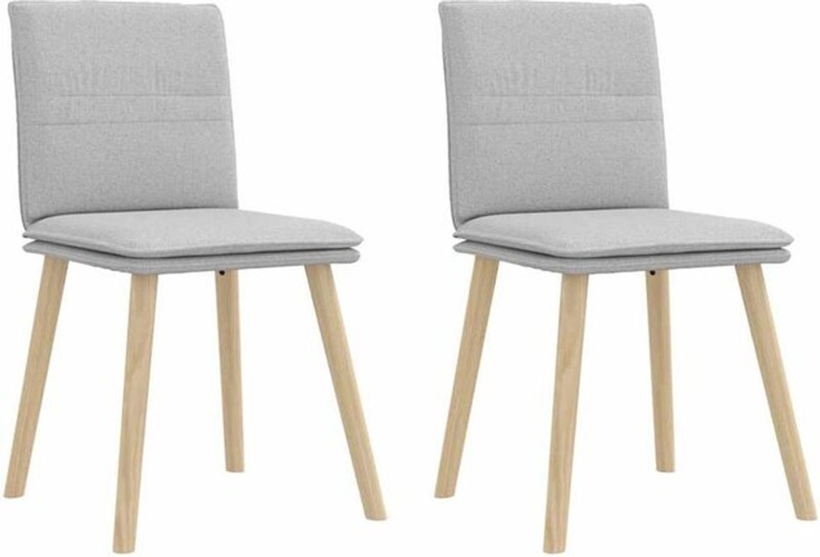vidaxl Esszimmerstühle 2er Set Polsterstühle aus Stoff in Grau im skandinavischen Design mit Massivholz - Bild 1