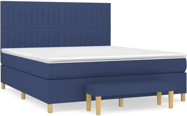 vidaXL Boxspringbett mit Matratze Hybrid-Design in Blau und Weiß, B/T/H: 160 x 200 x 203 cm - Bild 1