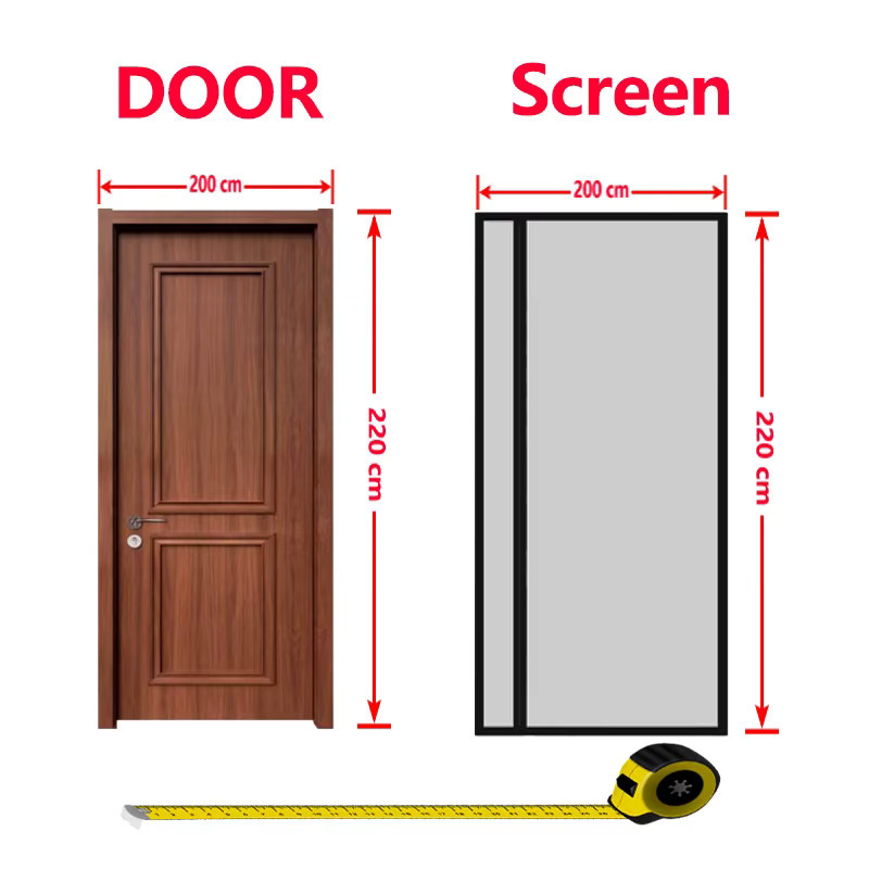 TYMF Magnetisches Moskitonetz in Schwarz mit Seitenöffnung als maßgefertigter Insektenschutz für Tür und Fenster, B: 115 cm, H: 200 cm - Bild 5