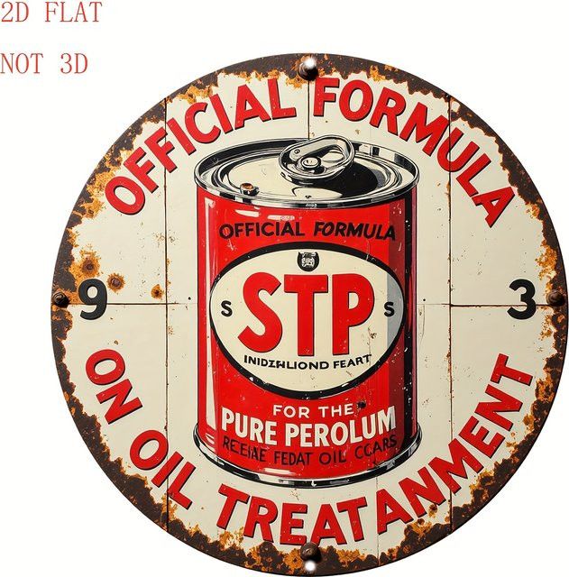 Vintage STP Ölbehandlung Metallschild in Rot und Schwarz für Mid-Century Garage und Männerhöhle - Bild 1