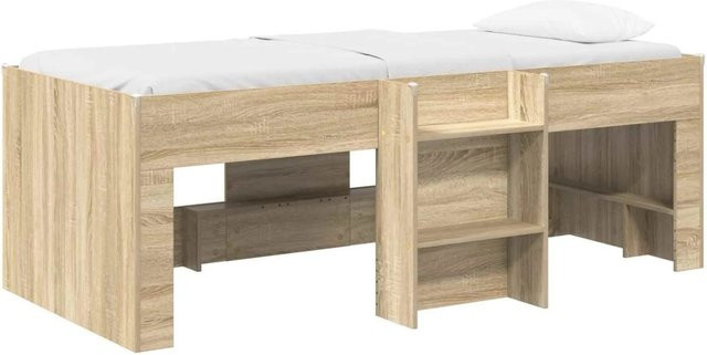 vidaXL Kinder Etagenbett mit Leiter aus Holzwerkstoff in Sonoma Eiche, Breite: 90 cm, Länge: 200 cm - Bild 1