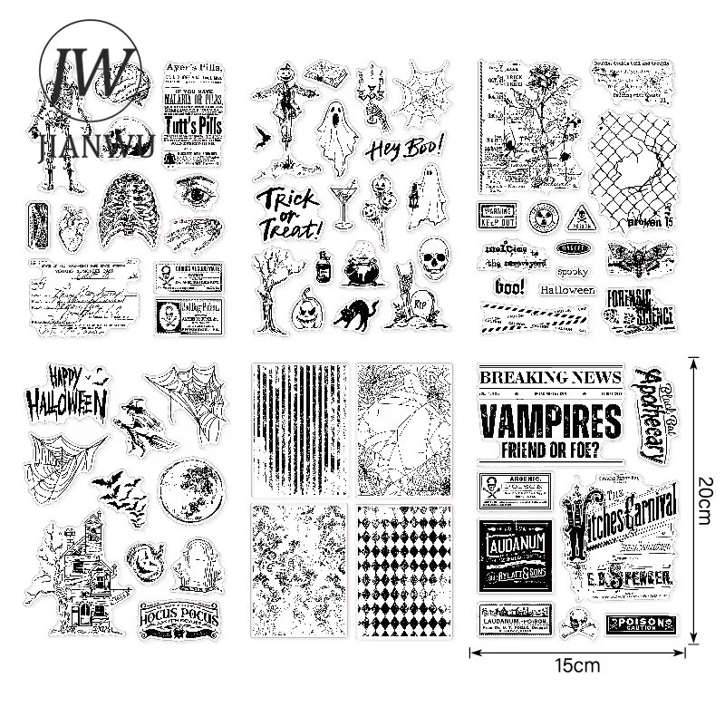 JIANWU Transparenter Silikonstempel Vintage Halloween Landschaft Motiv für DIY Junk Journal und Scrapbooking - Bild 5
