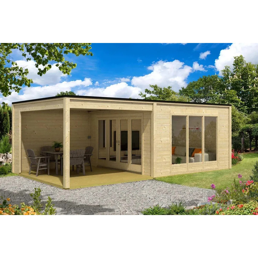 Alpholz Gartenhaus Design Cubus-Plus-40 Flachdach in Naturbelassen, B/T: 680 x 380 cm - Bild 2