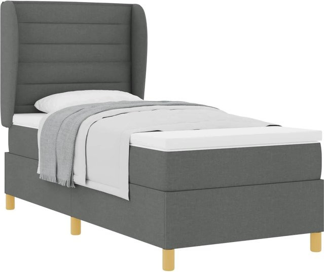 vidaXL Boxspringbett mit Matratze in Grau, B/T/H: 90 x 190 cm - Bild 1
