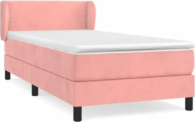 vidaXL Boxspringbett mit Matratze in Rosa, Samt, Hybrid-Design mit Taschenfederkern, B/T: 100 x 200 cm - Bild 1