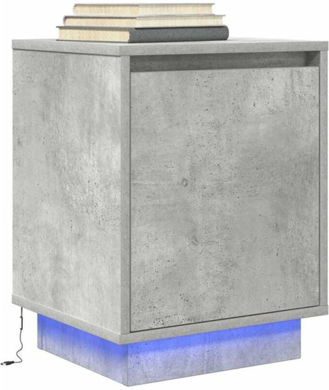 Moderner Nachttisch mit LED-Leuchten von Vidaxl in Betongrau, B/T/H: 38 x 34 x 50 cm - Bild 1