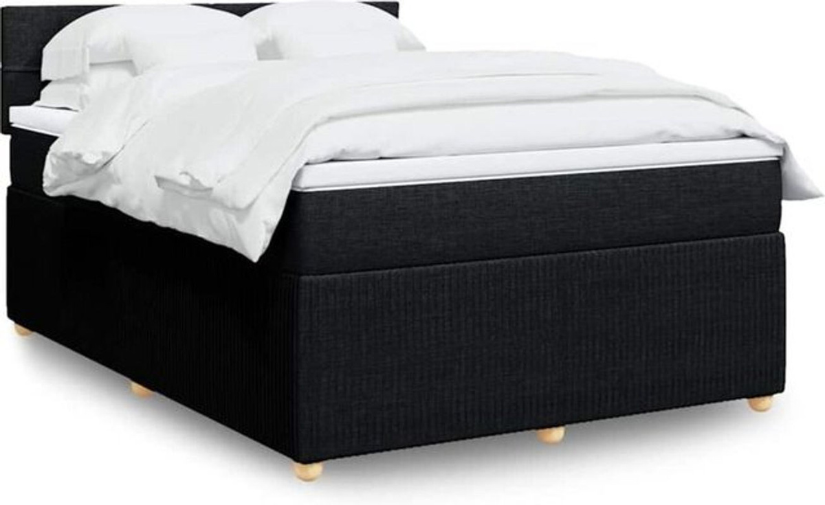 vidaxl Boxspringbett mit Matratze in Schwarz aus Stoff und Holzwerkstoff B/T/H: 160 x 200 cm - Bild 1