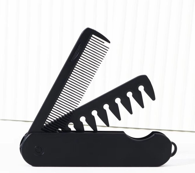 HUAKAISI 2-in-1 Klappbarer Haarkamm und Bartkamm, Unisex - Bild 1