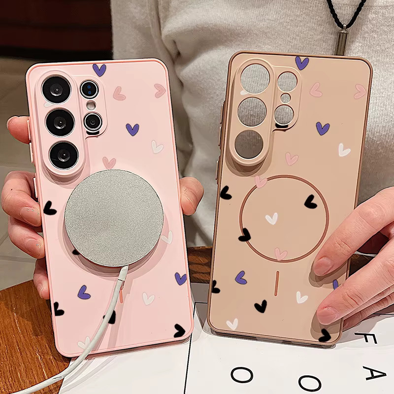 Magnetische Handyhülle mit kleinem Herzmuster für Samsung Galaxy S25 S26 Ultra S24 S23 FE A57 A17 A56 A37 A16 A55 A36 in Grün - Bild 2