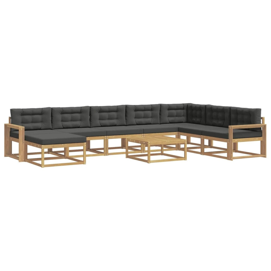 vidaXL Outdoor-Sofagarnitur aus Massivholz in L-Form, 9-teiliges Set in Weiß und Anthrazit - Bild 2