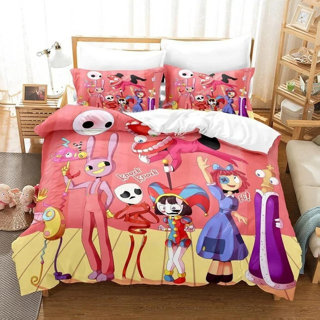 Dreiteiliges Bettwäscheset Digitaler Zirkus mit 3D-Druck, Cartoon Anime Design, Mehrfarbig, Material Mikrofaser Polyester, B/H: 240 x 210 cm - Bild 1