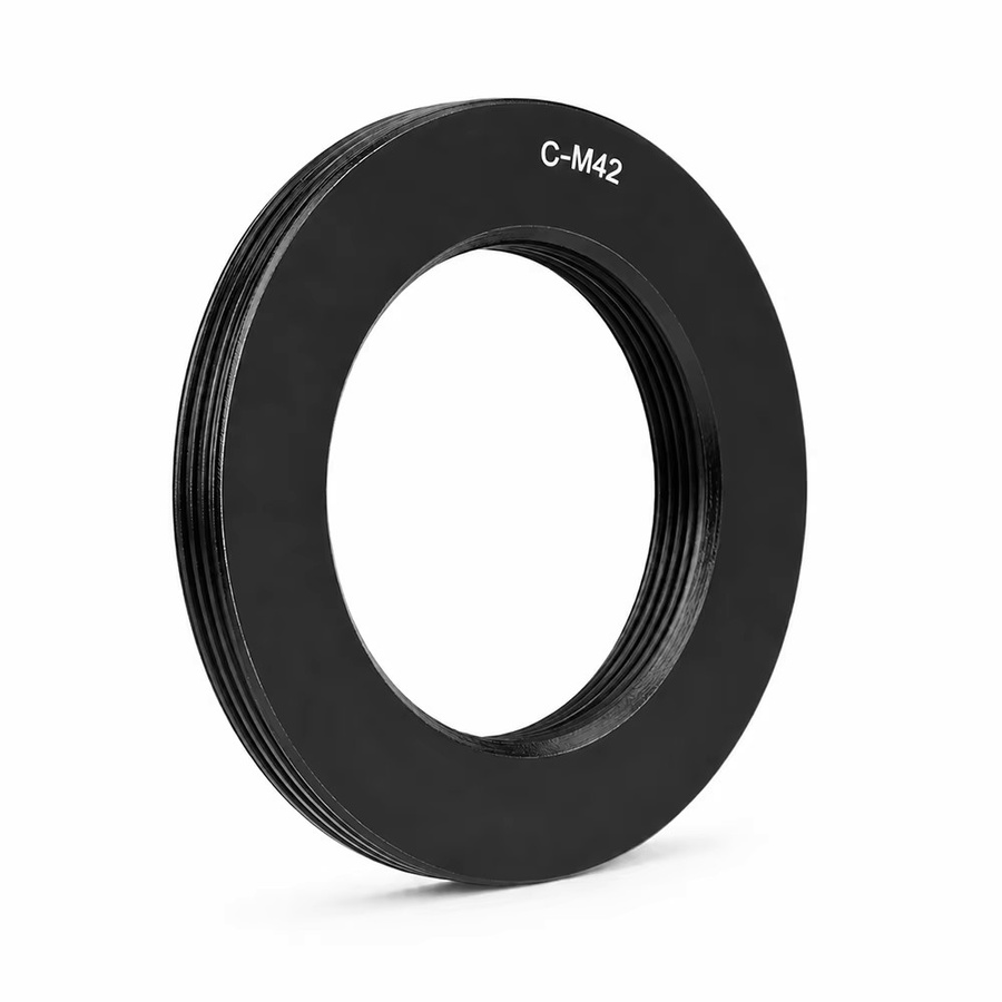 LingoFoto Schraubadapterring C-Mount auf M42 x 1 für Objektive, Schwarz - Bild 1