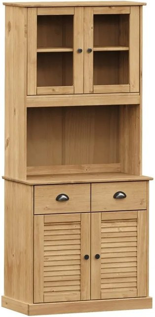 vidaXL Highboard VIGO aus Massivholz Kiefer in Braun mit Glastüren, B/T/H: 78 x 40 x 175 cm - Bild 1