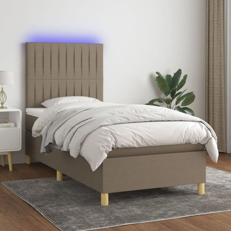 vidaxl Boxspringbett mit Matratze in Taupe meliert, Stoff, B/T/H: 190 x 90 x 118 cm - Bild 1