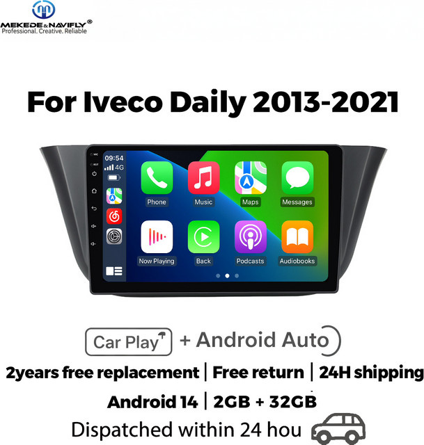 MEKEDE & NAVIFLY Android 14 Intelligentes Auto-Audiosystem für Iveco Daily 2013 - 2021, 2 Din Carplay Autoradio Multimedia-Player, Schwarz - Bild 1