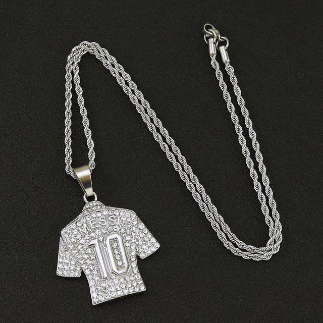 Halskette Silber, 10 Jersey-Anhänger, Diamant, Zirkonia, Unisex, gray - Bild 1