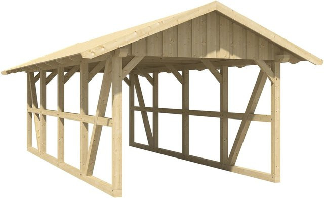 Skan Holz Carport Schwarzwald aus Fichtenholz mit Dachschalung in Natur - Bild 1