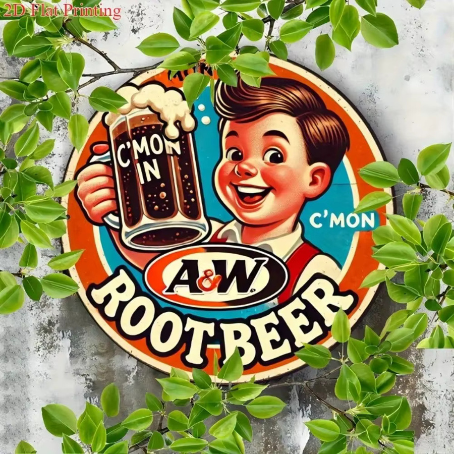 A&W Root Beer Vintage Metall-Wandkunst, Runde Aluminium-Dekoration für Küche und Bar, Mehrfarbig, Durchmesser: 20,32 cm - Bild 4