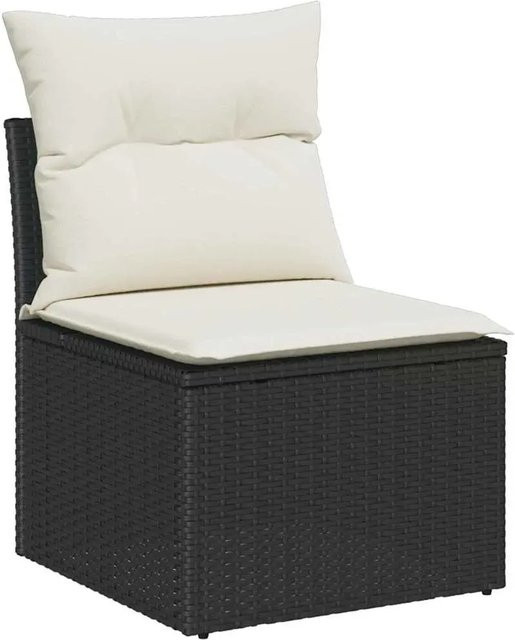 vidaXL Garten-Sofa-Set aus Polyrattan in Schwarz mit 8-teiligem Set inklusive Kissen und Ottomannen für Terrasse und Garten - Bild 1