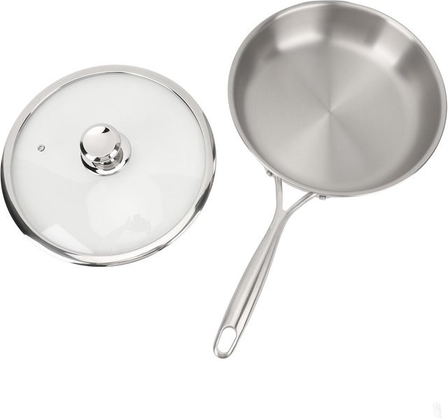 Aimo Mehrzweck-Bratpfanne aus Edelstahl und Aluminium mit Antihaftbeschichtung und Glasdeckel in Weiß und Silber - Bild 1