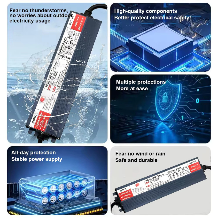 NIUGUY LED Outdoor DC-Stromtransformator IP67 Wasserdichter LED Driver AC100-277V auf DC 12V/24V mit 36W-600W Leistung - Bild 2